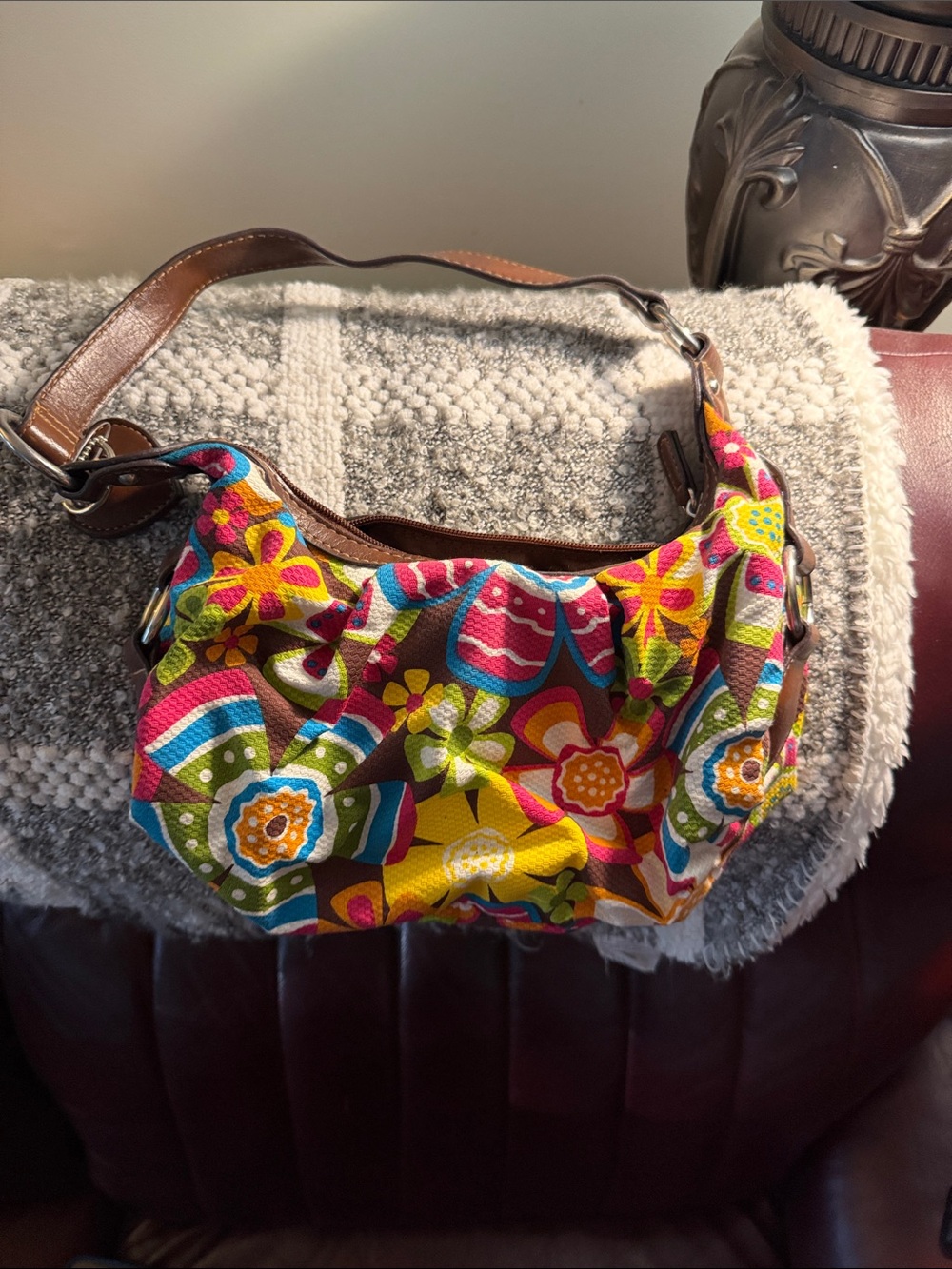 Rosetti Colorful Floral Canvas - Brown Strap
